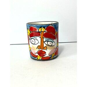 Vintage Picasso Desimone Style Cubist Art Mug Hand Painted Made in Italy 4.25" H